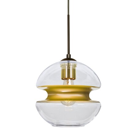 Besa Lighting Hula 8 Cord Pendant, Clear/Gold, Bronze Finish, 1x7W LED Edison 1JT-HULA8GD-EDIL-BR